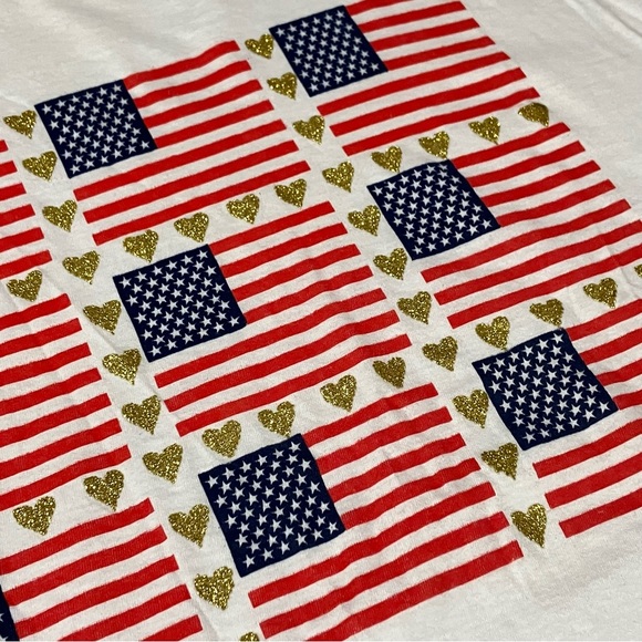 Vintage Hering American Flag Gold Glitter Hearts Single Stitch Tee - Picture 5 of 10